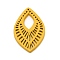 Splint Leaf Pendants, for DIY Jewelry Making, Gold, 35.5x24x4mm, Hole: 12.5x8mm