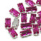 Sew on Rhinestone, Multi-strand Links, Glass Rhinestone, with Brass Prong Settings, Garments Accessories, Faceted, Rectangle, Platinum, Rose, 16x6x4.5mm, Hole: 1mm