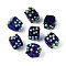 Handmade Lampwork Beads, Bumpy Cube, Dark Blue, 12.5~14.5x12.5~14.5x9.5~11.5mm, Hole: 1.2~1.8mm