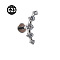G23 Titanium with Clear Cubic Zirconia Internally Threaded Labrets, Moon, Stainless Steel Color, 8mm, Pin: 1.2mm