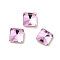 Glass Rhinestone Cabochons, Point Back & Back Plated, Faceted, Square, Light Rose, 5x5x2mm