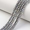 Electroplate Opaque Solid Color Glass Beads Strands, Half Rainbow Plated, Faceted, Rondelle, Gray, 10x8mm, Hole: 1mm, about 60~61pcs/strand, 46~48cm