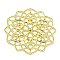 Rack Plating Iron Filigree Cabochons, Flower, Golden, 62x62x0.7mm