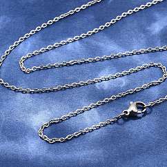 Tarnish Resistant Classic Plain 304 Stainless Steel Mens Womens Necklaces Unisex Cable Chain Necklaces, Stainless Steel Color, 19.5 inch~19.8 inch(49.5cm~50.5cm)