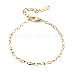 304 Stainless Steel Cable Chain Bracelet for Women, Golden, 6-1/2 inch(16.5cm)