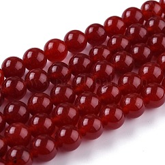 Natural White Jade Beads, Round, Dyed, Brown, 10mm, Hole: 1.2mm, about 38pcs/strand, 14.57''(37cm)