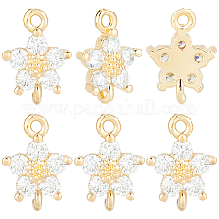 10Pcs Brass Flower Link Connector Charms with Glass&nbsp;KK-BBC0023-73