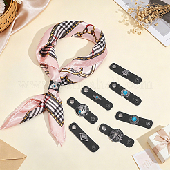 8Pcs 8 Styles Retro Silk Scarf Cowhide Buckle with Alloy & Synthetic Turquoise&nbsp;FIND-NB0007-65