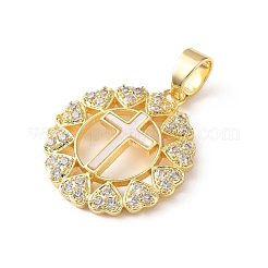 Brass Micro Pave Clear Cubic Zirconia Pendants&nbsp;SH-CBA03AF-14A-G