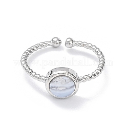 Natural Blue Lace Agate Cuff Rings&nbsp;RJEW-E074-01P-05
