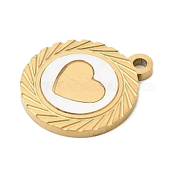 Natural White Shell Flat Round Charms&nbsp;STAS-P431-29G-01