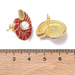 Brass Enamel Stud Earrings for Women&nbsp;KK-CBA760A-10G