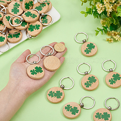 36Pcs Wood Pendant Keychains&nbsp;KEYC-PH0002-33