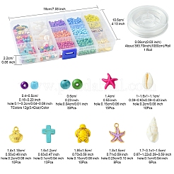 DIY Glass Seed & Synthetic Turquoise & Natural Cowrie Shell Bracelets Making Kits&nbsp;DIY-FS0007-11A