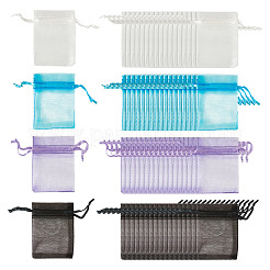 100Pcs 4 Colors Rectangle Organza Drawstring Bags&nbsp;ABAG-TA0002-12