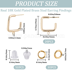 20Pcs Rectangle Brass Stud Earrings Findings&nbsp;DIY-CN0002-92