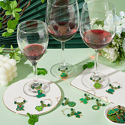 20Pcs 10 Styles Saint Patrick's Day Alloy Enamel  Charm Wine Glass Charms&nbsp;AJEW-SC00046