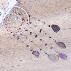 Natural Agate Woven Web/Net  Hanging Ornaments&nbsp;PW-WGD3A40-01
