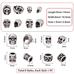 8Pcs 8 Style 316 & 304 Surgical Stainless Steel Beads&nbsp;STAS-UN0043-54
