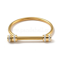 304 Stainless Steel D Shape Bar Screw Bangle with Cubic Zirconia&nbsp;STAS-E057-01G