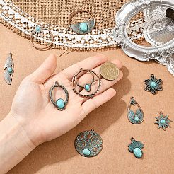 10Pcs 10 Styles Alloy with Synthetic Turquoise Pendants&nbsp;FIND-YW0012-07