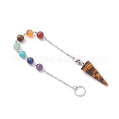 Natural Tiger Eye Cone Pendant Dowsing Pendulums&nbsp;HJEW-JM03968