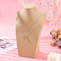 Wooden Covered with Imitation Burlap Necklace Displays&nbsp;NDIS-K001-B16
