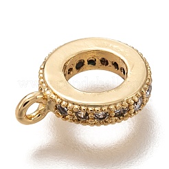 Brass Micro Pave Clear Cubic Zirconia Charms&nbsp;ZIRC-B002-43G