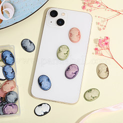 42Pcs 7 Colors Rertro Lady Cameo Resin Cabochons&nbsp;RESI-CA0001-74