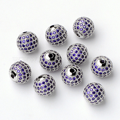 Brass Cubic Zirconia Beads&nbsp;X-ZIRC-D009-01P