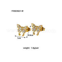 Butterfly 304 Stainless Steel Cubic Zirconia Stud Earrings for Women&nbsp;QD0510-4
