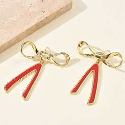 Bowknot Brass Stud Dangle Earrings for Women&nbsp;EJEW-A167-21G