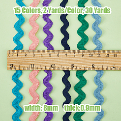 30 Yards 15 Colors Polyester Wavy Fringe Trim Ribbon&nbsp;OCOR-DC0001-08