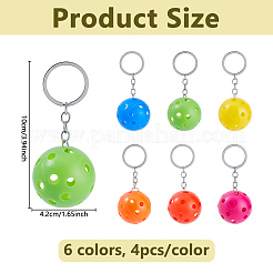 24Pcs 6 Colors Ball Stainless Steel PE Plastic Pendant Keychains&nbsp;KEYC-DC0001-41