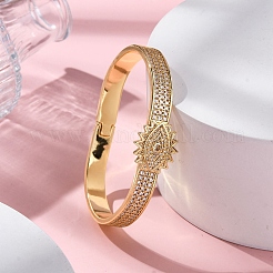 Rack Plating Brass Micro Pave Cubic Zirconia Hinged Bangles&nbsp;BJEW-H624-06E-G