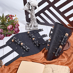 1 Pair Adjustable PU Leather Cord Bracelet with Glass Bottles&nbsp;AJEW-CL0002-53B