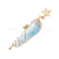 3Pcs 3 Styles Electroplated Natural Quartz Crystal Copper Wire Wrapped Pendants&nbsp;PALLOY-JF02586-02