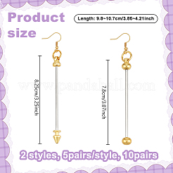 10 Pairs 2 Styles Brass with Iron & Alloy Bar Beadable Hoop Earring Findings&nbsp;EJEW-UN00034