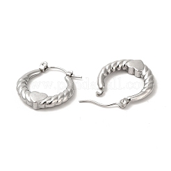 Non-Tarnish 304 Stainless Steel Heart Hoop Earrings for Women&nbsp;EJEW-L237-05P