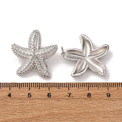 Brass Starfish Stud Earrings&nbsp;EJEW-H165-02A-P