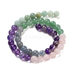 Natural Flower Amazonite & Amethyst & Flower Amazonite & Green Aventurine & Blue Aventurine Beads Strands&nbsp;G-B095-A01-02