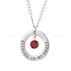 3Pcs 3 Styles Flat Round Forever in My Heart Alloy Glass Pendant Necklaces&nbsp;NJEW-JN05018