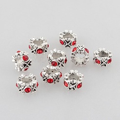 Mixed Style Antique Silver Zinc Alloy Rhinestone Large Hole Beads&nbsp;ALRI-L014-M