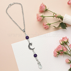 Natural Amethyst & Alloy Pendant Decorations&nbsp;HJEW-WH20009-03A