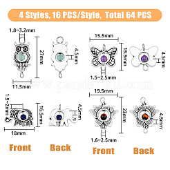 64Pcs 4 Styles Natural Mixed Stone Connector Charms&nbsp;FIND-FH0005-85