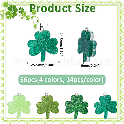 56Pcs 4 Colors Opaque Resin Pendants&nbsp;RESI-FH0001-71