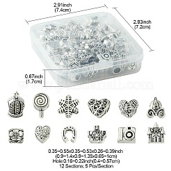 60Pcs 12 Style Tibetan Style Alloy European Beads&nbsp;TIBEB-FS0001-04