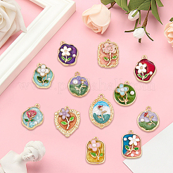12Pcs 12 Styles Alloy Enamel Pendants&nbsp;ENAM-BM0001-27