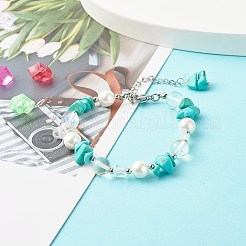Synthetic Turquoise Chip Beaded Bracelet for Girl Women&nbsp;BJEW-TA00019-02