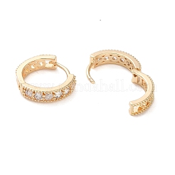 Brass Micro Pave Clear Cubic Zirconia Hoop Earrings&nbsp;LS-EJEW-S234-05G